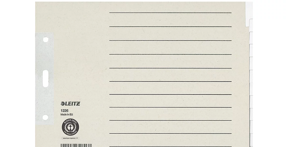 LEITZ® Papier-Register, DIN A5 quer, blanko (12 Blätter), Nr. 1226