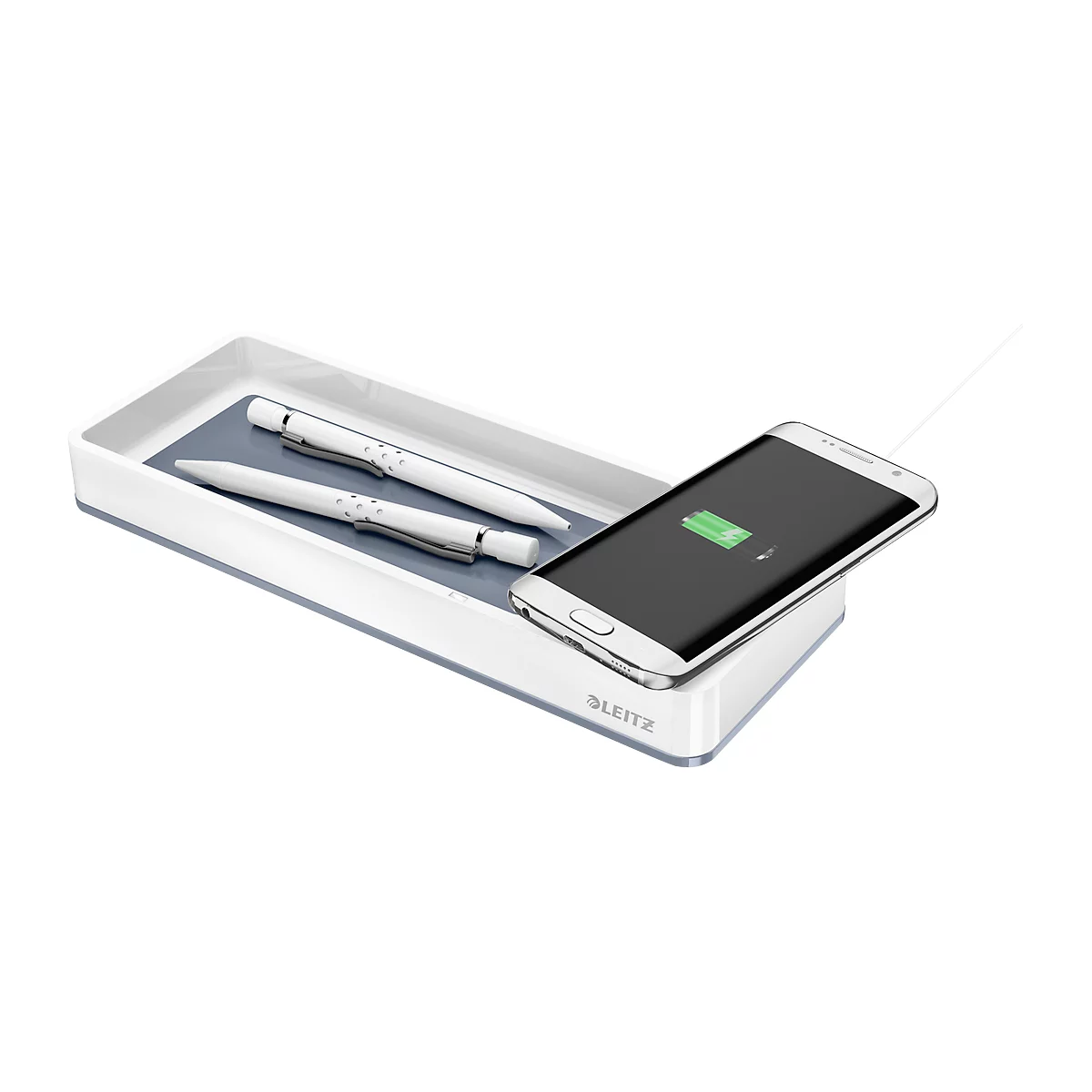 LEITZ® Pennenbakje WOW, met inductielader, wit/grijs