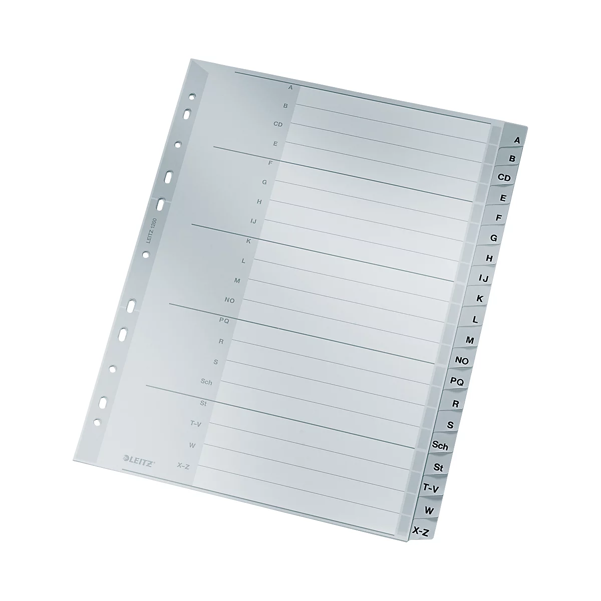 A transparent index card with letters for organization. The label shows the lettering A to X-Z.