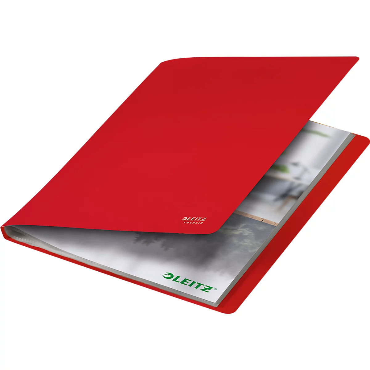 Leitz® Recycle documentenhouder, A4, 40 documentvakken, tot 2 vel/omslag, rugetiket, 100% recyclebaar, kunststof, rood