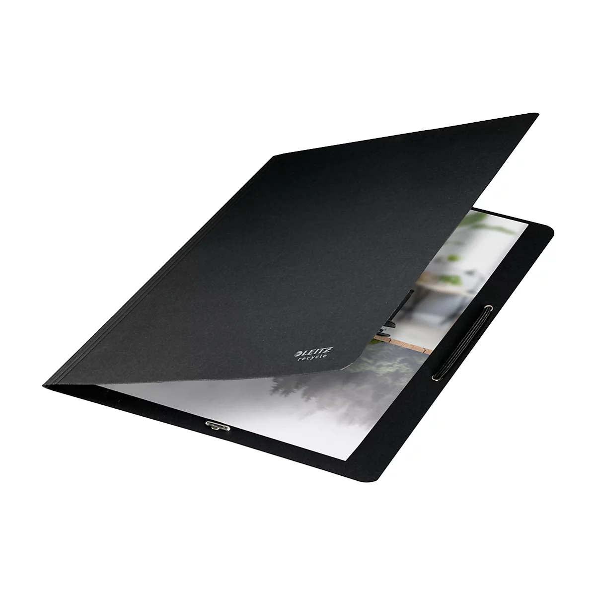 Leitz® Recycle hoekmap, A4, tot 250 vel, elastische sluiting, 100% recyclebaar, Blauer Engel, gerecycled karton, zwart