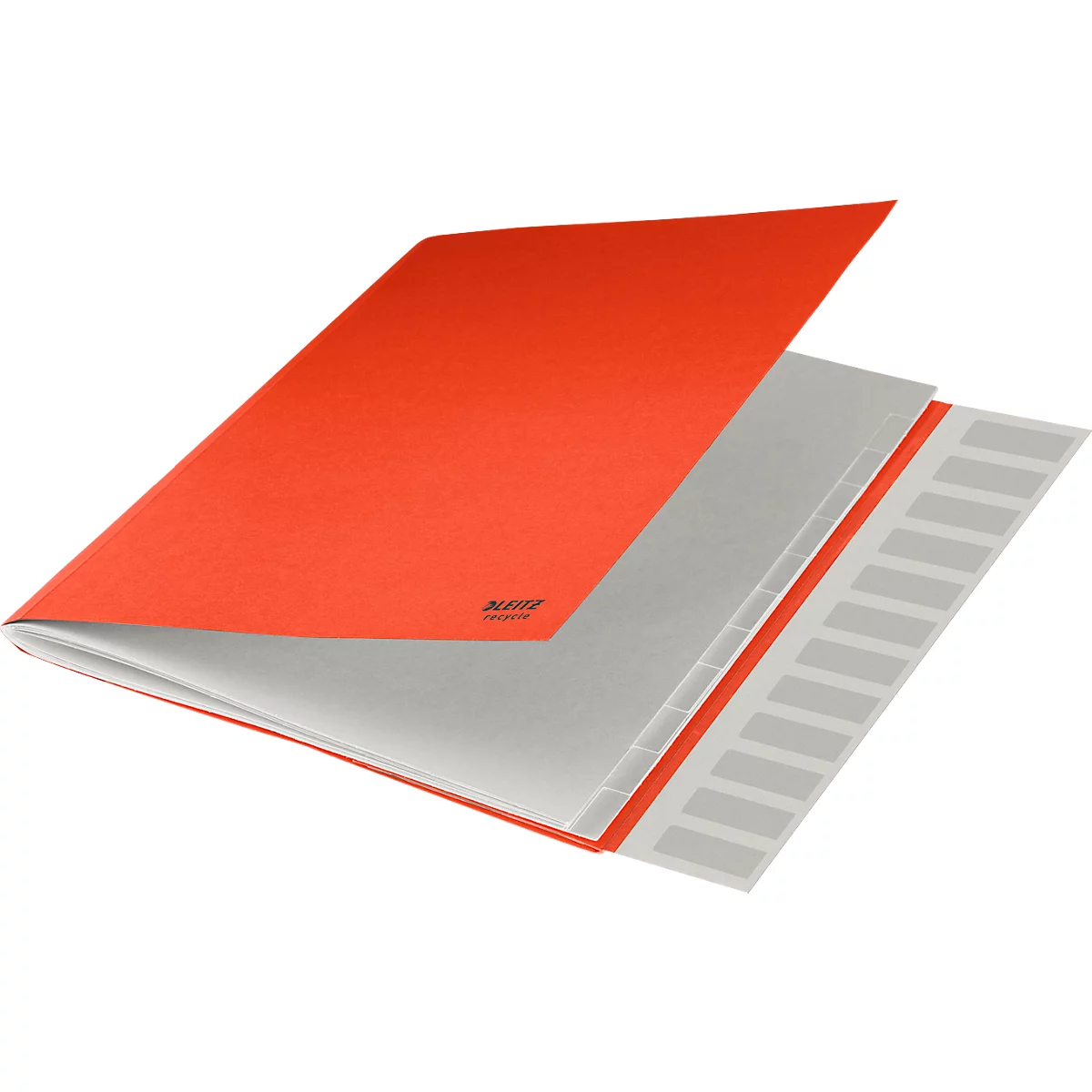Leitz® Recycle map, A4, 12 vakken met blanco tabbladen, inhoudsopgave, elastieksluiting, 100% recyclebaar, karton, rood