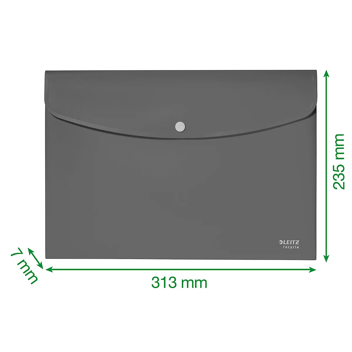 Leitz® Recycle map, A4 formaat, drukknoopsluiting, ondoorzichtig, 100% recyclebaar, Blauer Engel, gerecycled kunststof, groen
