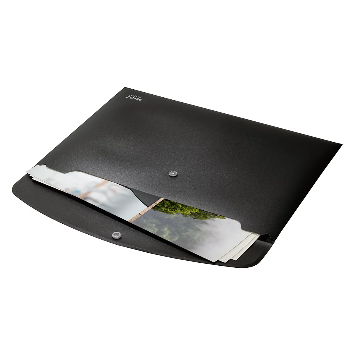 Leitz® Recycle map, A4 formaat, drukknoopsluiting, ondoorzichtig, 100% recyclebaar, Blauer Engel, gerecycled kunststof, zwart
