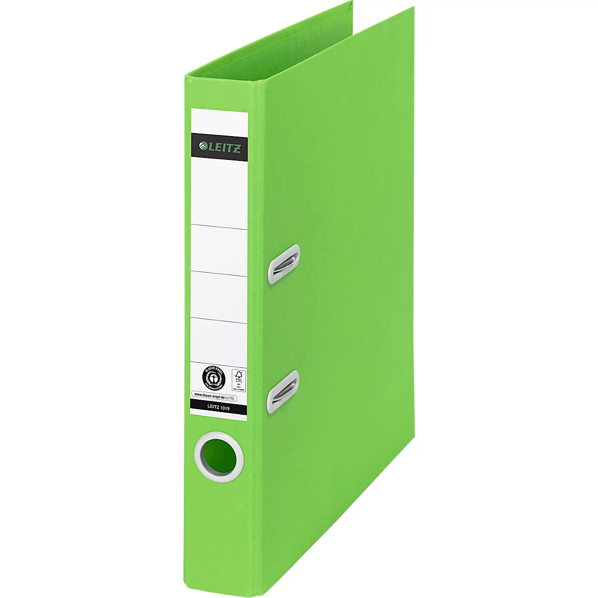 LEITZ® Recycle ordner, DIN A4, rugbreedte 80 mm, 180° hefboommechanisme, rugetiket &amp; vingergat, 100% recyclebaar, groen