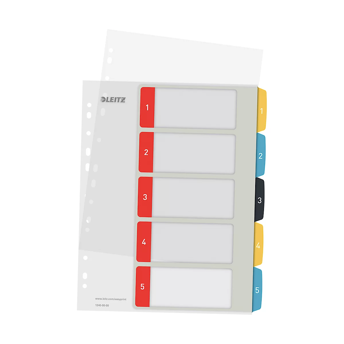 Leitz® Register Cosy, A4 Überbreite, beschreibbar, Universalllochung, austauschbares Deckblatt, Polypropylen, farbige Taben 1-5