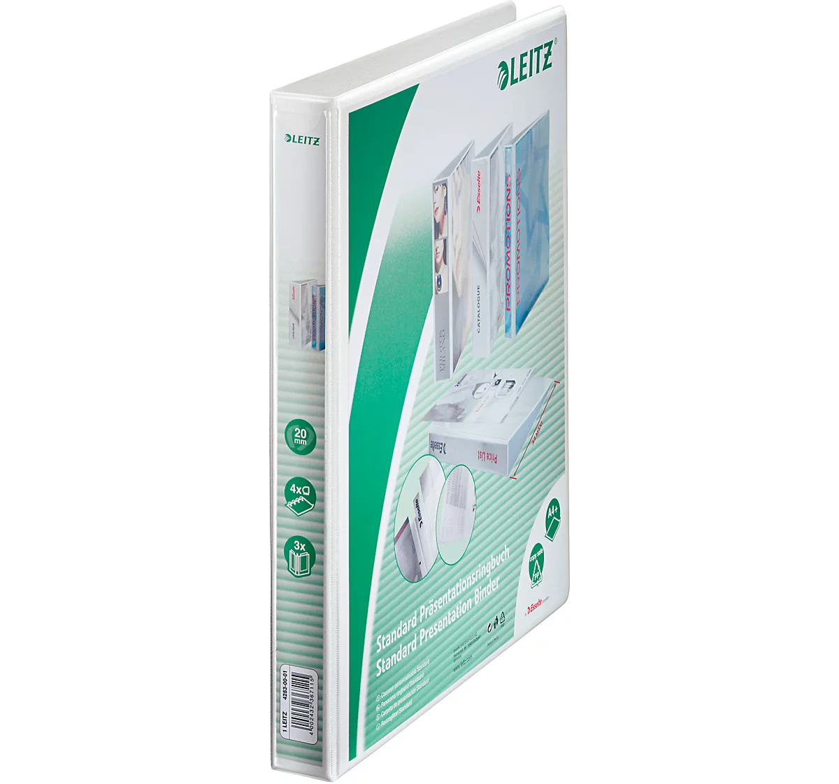 LEITZ® Ringbuch, A4, 4R-Ring-Mechanik, Rückenbreite 37 mm