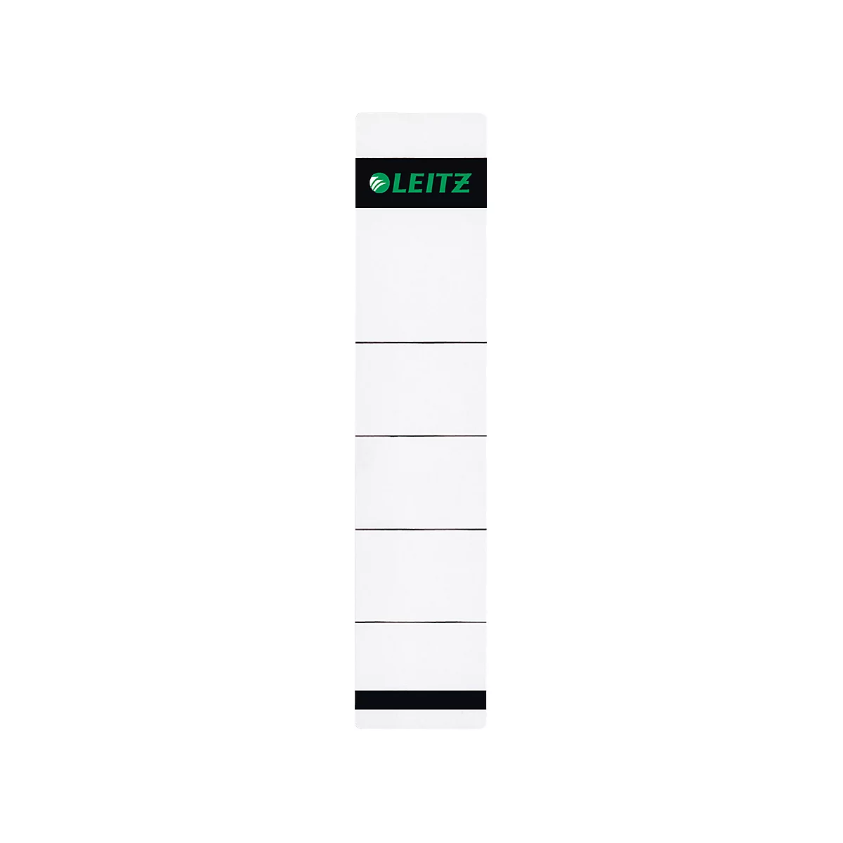 Weißes Leitz Produkt mit schwarzem und grünem Branding am oberen Rand. Horizontale Linien teilen das Produkt in Abschnitte.