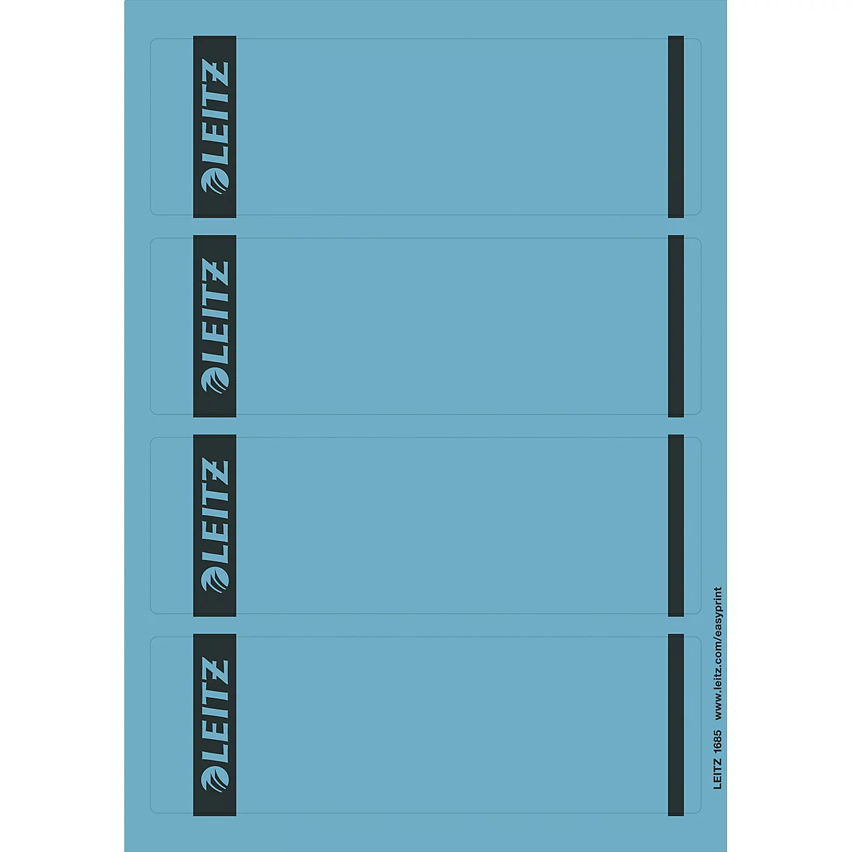 LEITZ® Rückenschilder kurz, PC-beschriftbar, Rückenbreite 80 mm, selbstklebend, 100 St., blau