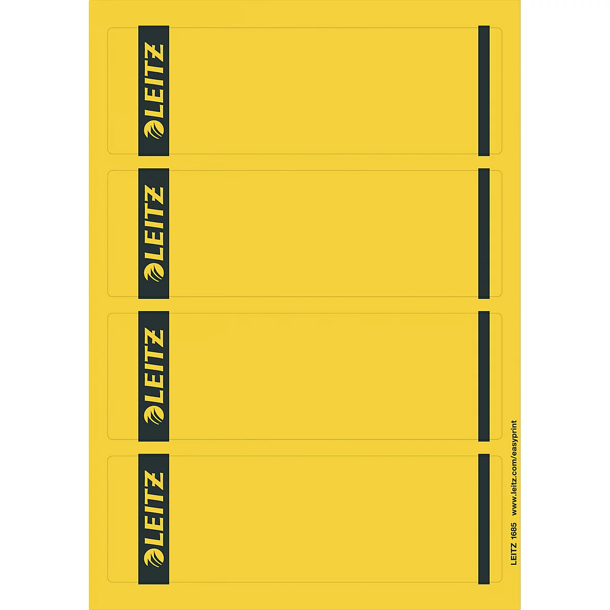 LEITZ® Rückenschilder kurz, PC-beschriftbar, Rückenbreite 80 mm, selbstklebend, 100 St., gelb