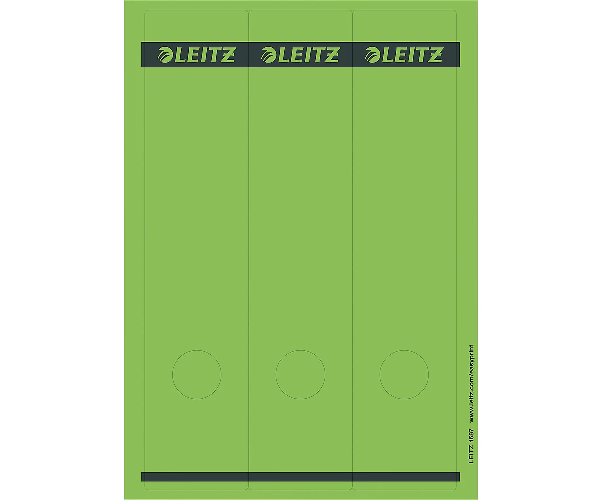 LEITZ® Rückenschilder lang, PC-beschriftbar, Rückenbreite 80 mm, selbstklebend 75 St., grün