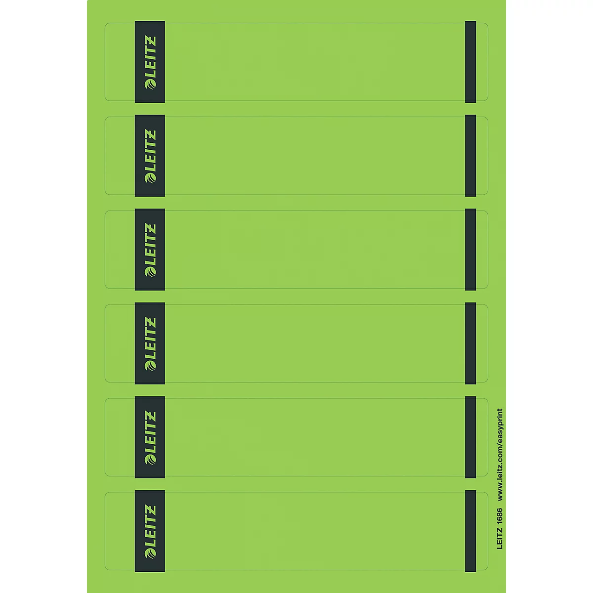 LEITZ® rugetiketten kort, via pc beletterbaar, rugbreedte 50 mm, zelfklevend, 150 st., groen