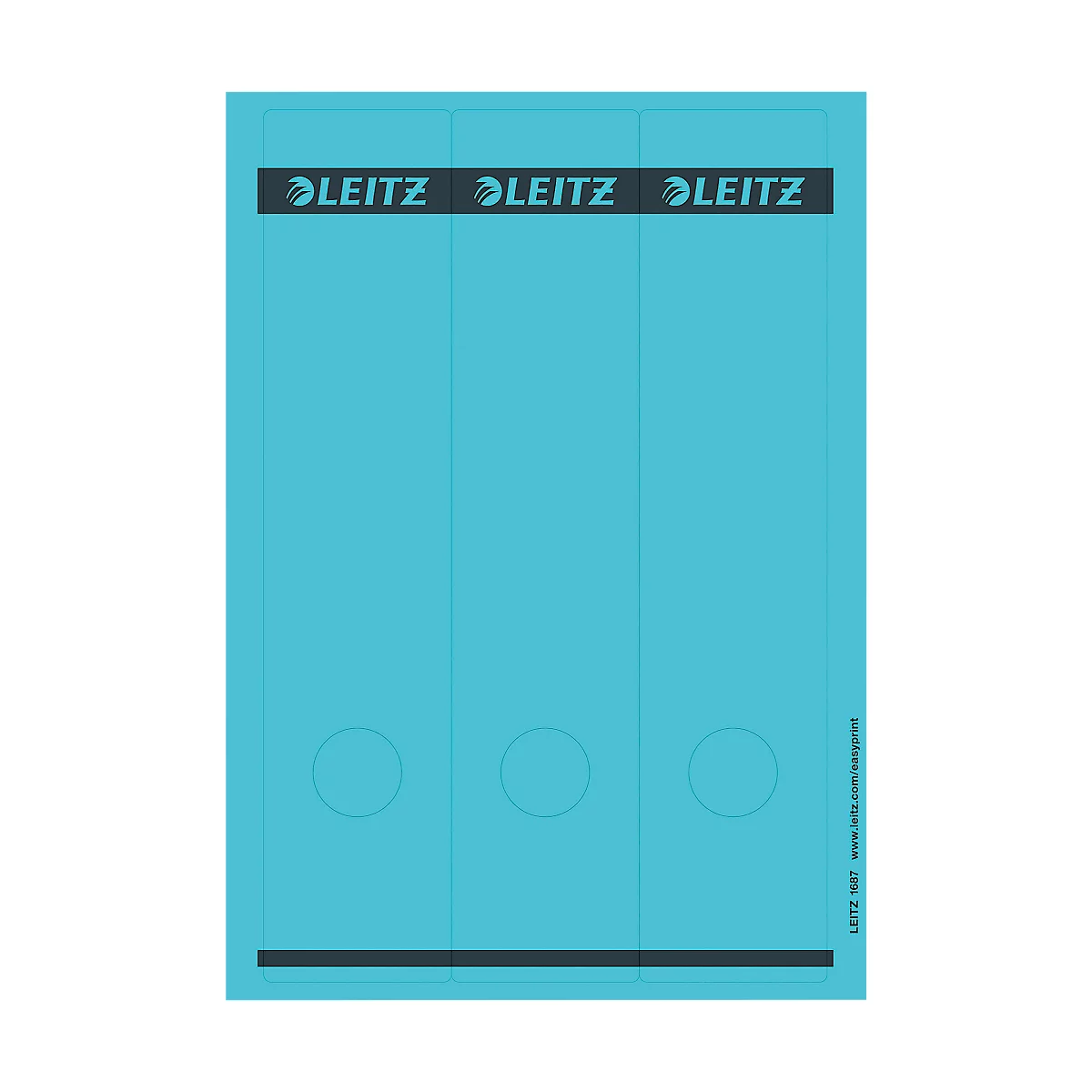 LEITZ® rugetiketten lang, via pc beletterbaar, rugbreedte 80 mm, zelfklevend 75 st., blauw