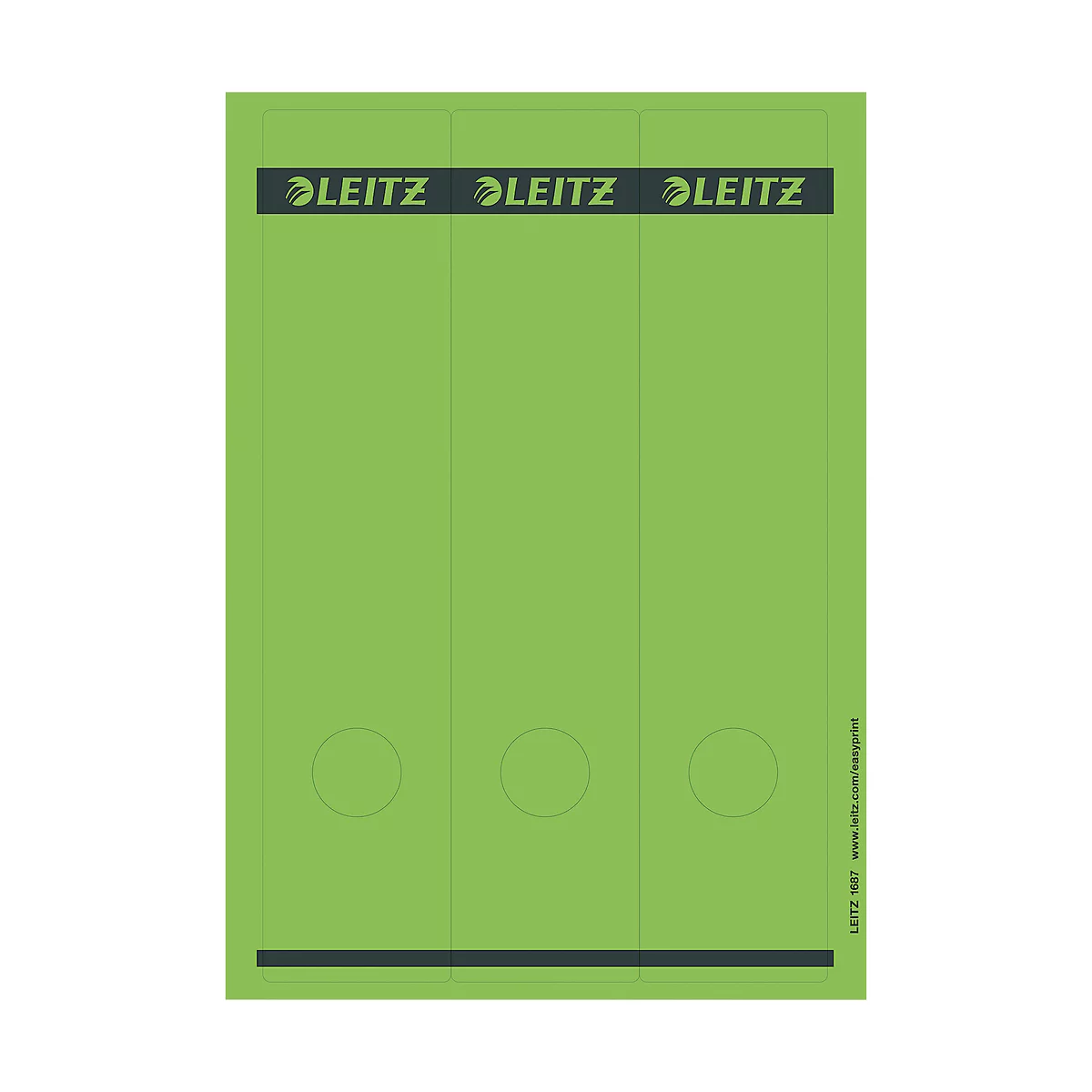 LEITZ® rugetiketten lang, via pc beletterbaar, rugbreedte 80 mm, zelfklevend 75 st., groen
