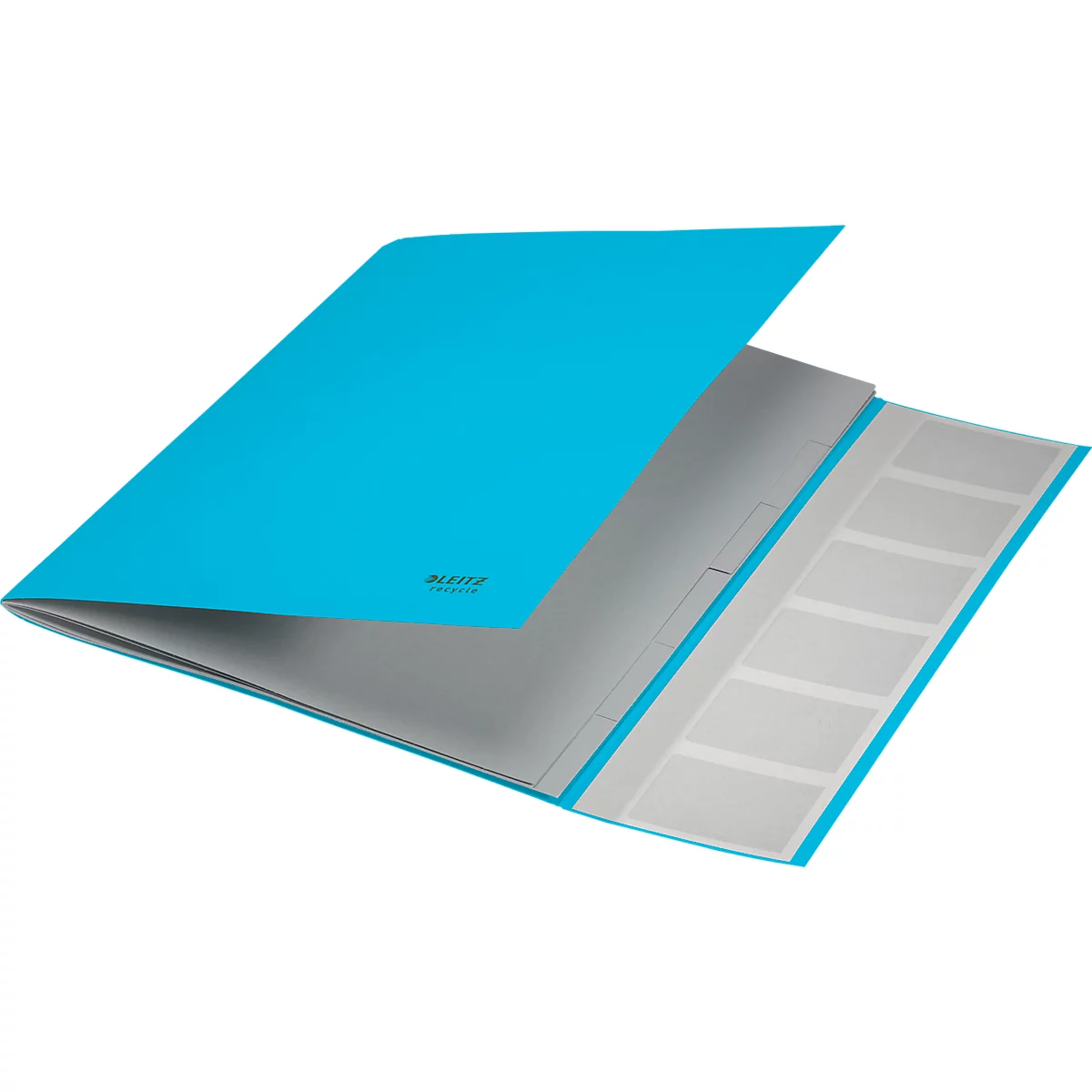Leitz® Sammelmappe Recycle, A4, 6 Fächer mit Blanko-Taben, Inhaltsverzeichnis, Gummibandverschluss, 100 % recycelbar, Karton, blau