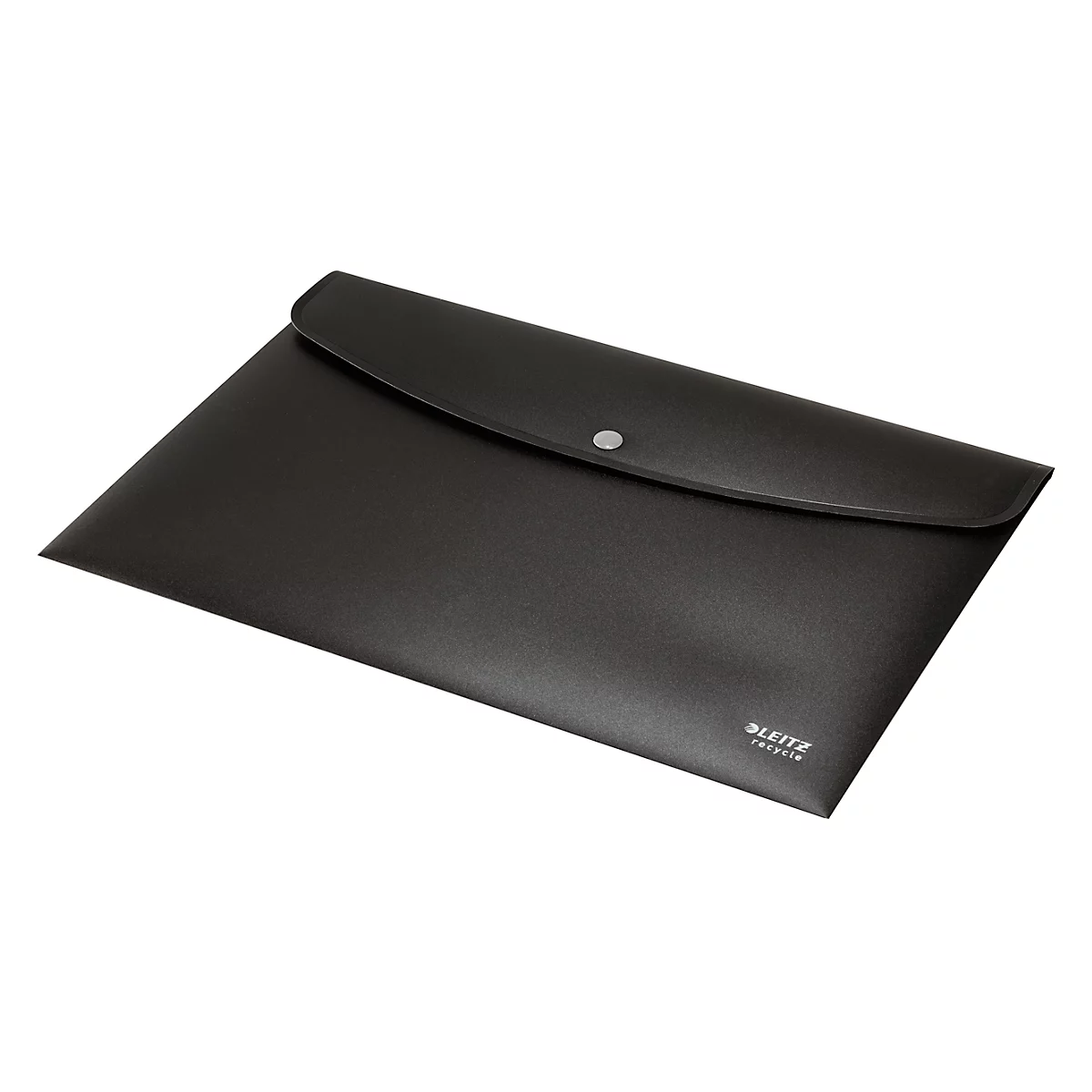Leitz® Sammelmappe Recycle, Format A4, Druckknopfverschluss, blickdicht, 100 % recycelbar, Blauer Engel, Recyclingkunststoff, schwarz