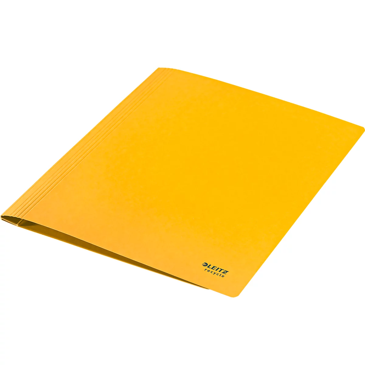 Gelbe Dokumentenmappe im Querformat mit Leitz-Logo.