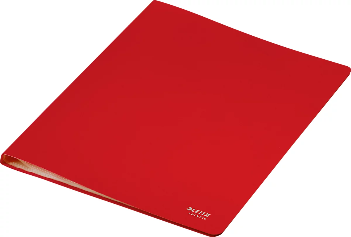 Leitz® Sichtbuch Recycle, A4, 20 dokumentenechte Sichthüllen, bis zu 2 Blatt/Hülle, Rückenschild, CO2-neutral, 100 % recycelbar, Kunststoff, rot