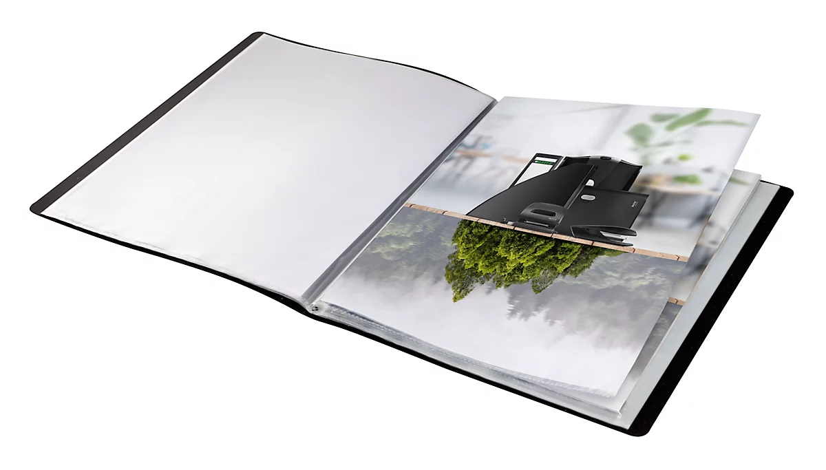 Leitz® Sichtbuch Recycle, A4, 20 dokumentenechte Sichthüllen, bis zu 2 Blatt/Hülle, Rückenschild, CO2-neutral, 100 % recycelbar, Kunststoff, schwarz