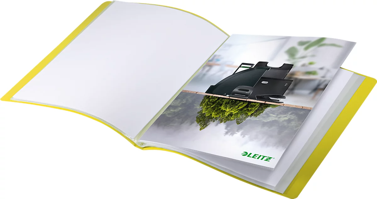 Leitz® Sichtbuch Recycle, A4, 40 dokumentenechte Sichthüllen, bis zu 2 Blatt/Hülle, Rückenschild, CO2-neutral, 100 % recycelbar, Kunststoff, gelb