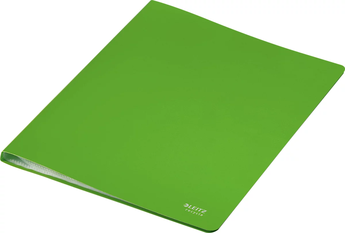 Leitz® Sichtbuch Recycle, A4, 40 dokumentenechte Sichthüllen, bis zu 2 Blatt/Hülle, Rückenschild, CO2-neutral, 100 % recycelbar, Kunststoff, grün
