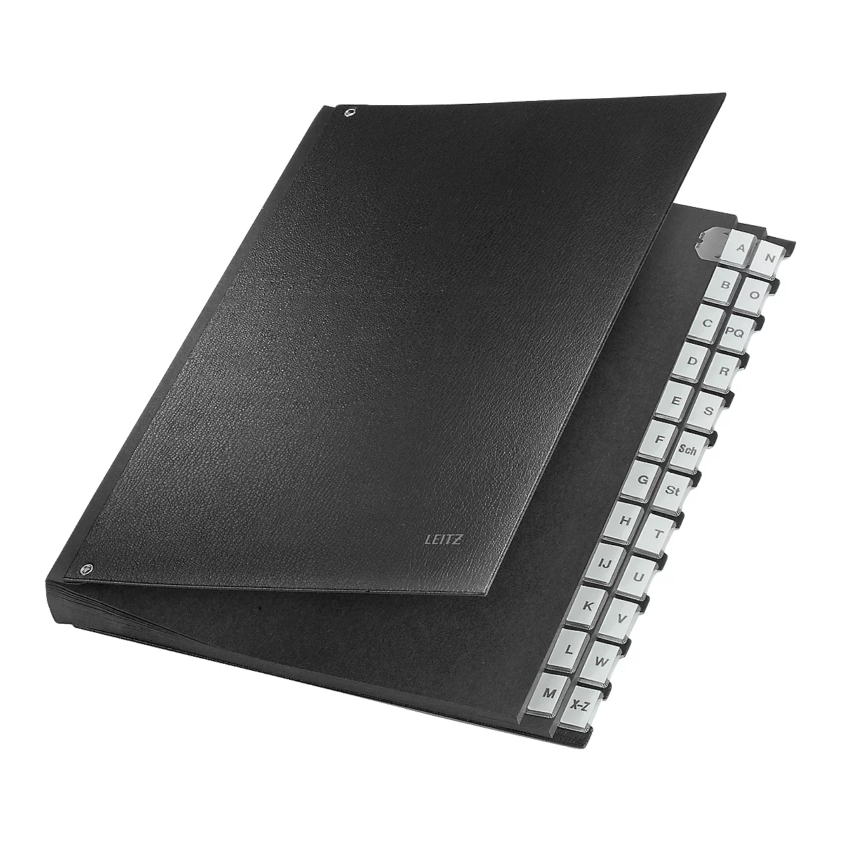 LEITZ® sorteermap, voor A4, alfabetisch, 26 waaiers, grijs karton, zwart