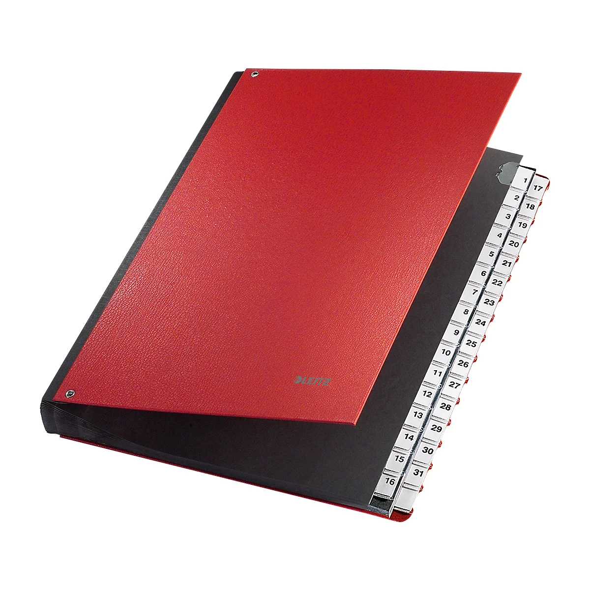 LEITZ® sorteermap, voor A4, numeriek, 31 waaiers, grijs karton, rood