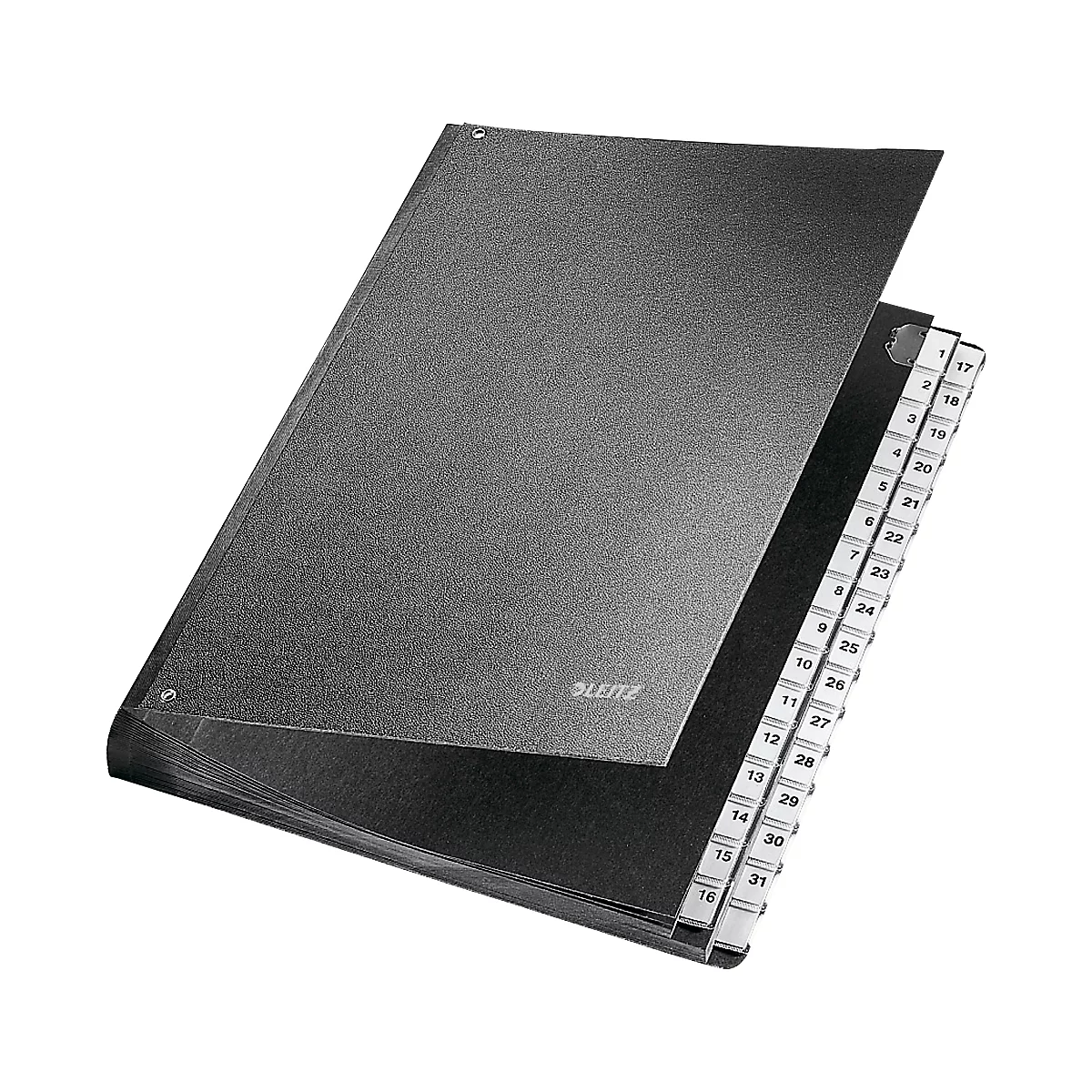 LEITZ® sorteermap, voor A4, numeriek, 31 waaiers, grijs karton, zwart