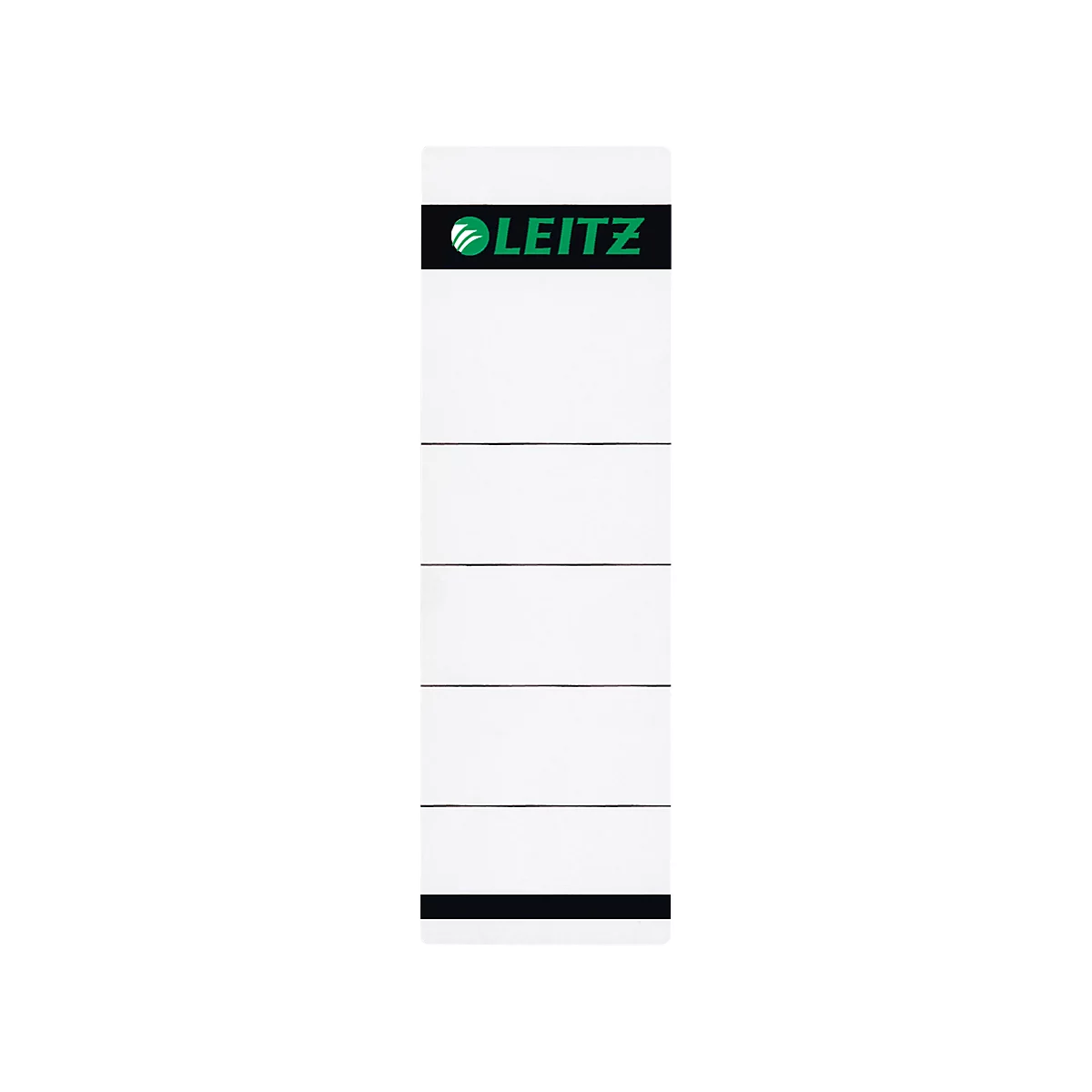 White labels with black lines and the green Leitz logo.
