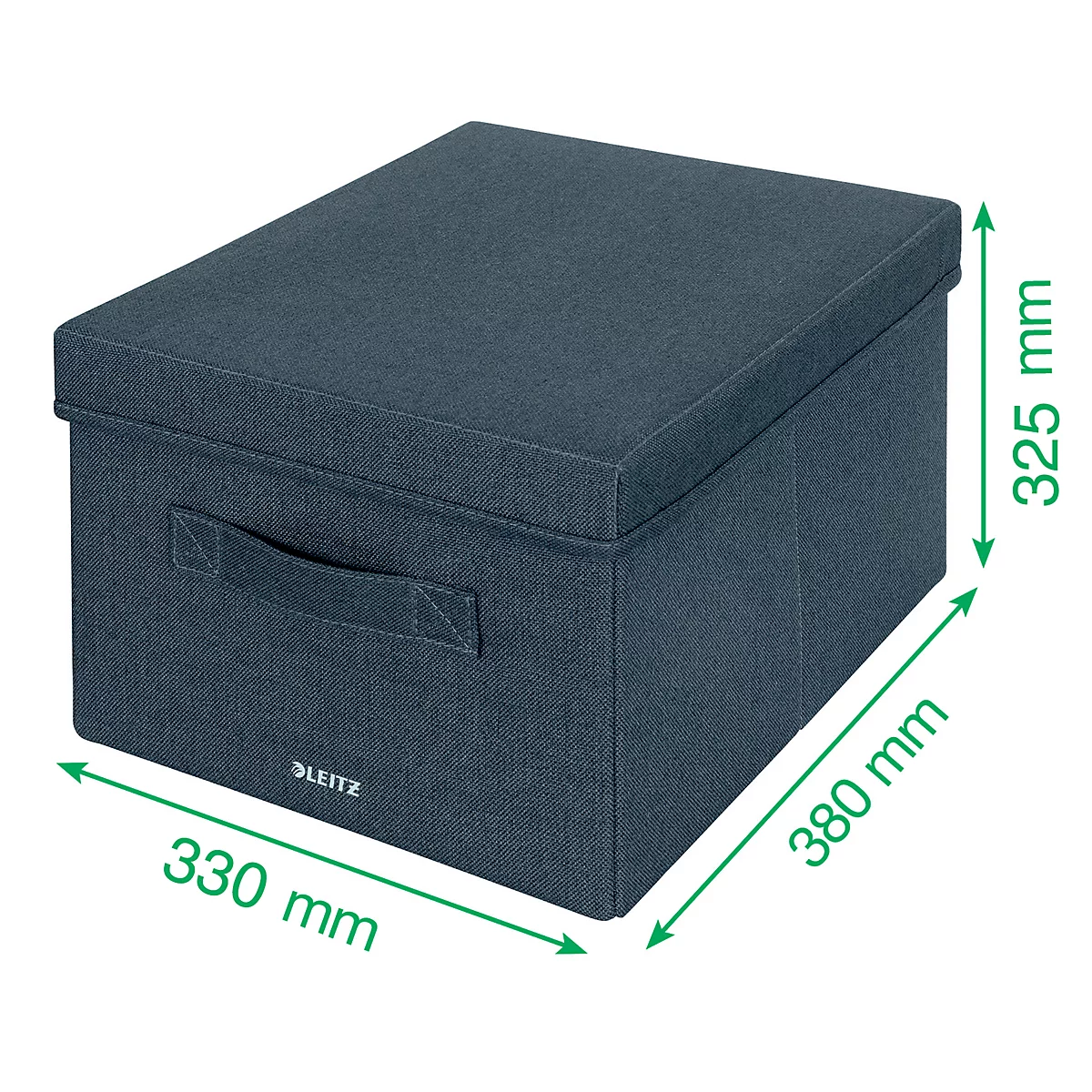 Leitz Stoff-Aufbewahrungsbox mit Deckel, groß, faltbar, 2er-Pack, 330 x 380 x 325 mm, samtgrau
