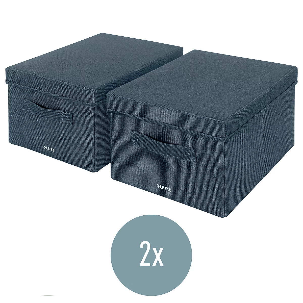 Leitz Stoff-Aufbewahrungsbox mit Deckel, klein, faltbar, 2er-Pack, 190 x 285 x 160 mm, samtgrau