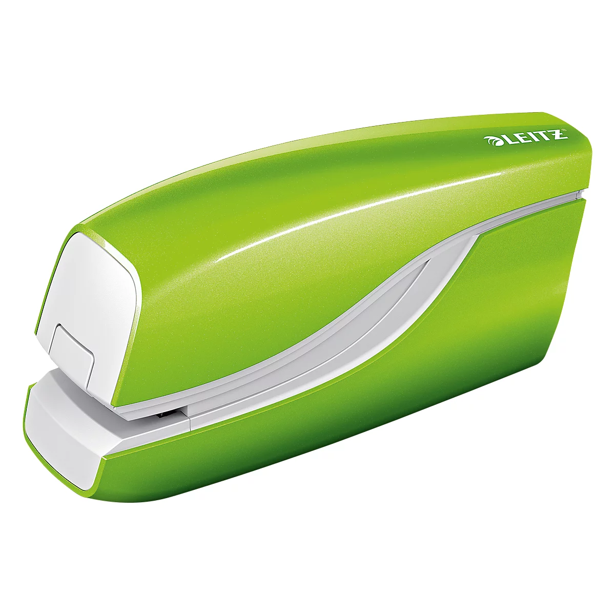 Light green stapler with white accents. The Leitz logo is visible on the top part.