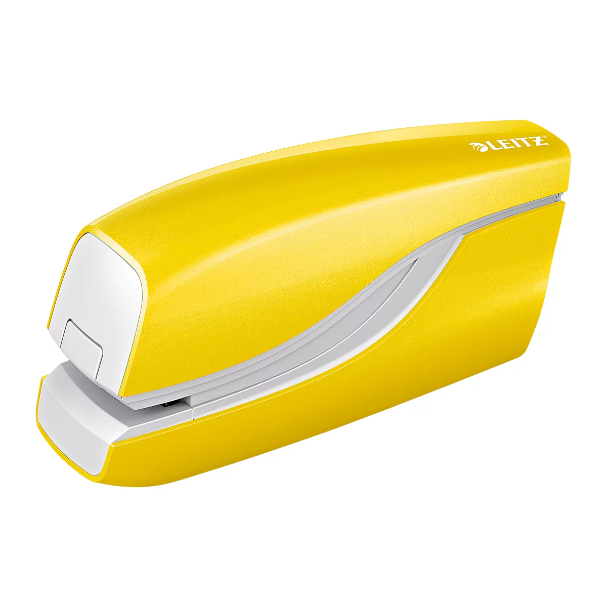 Yellow stapler, white accents, with the inscription "LEITZ".