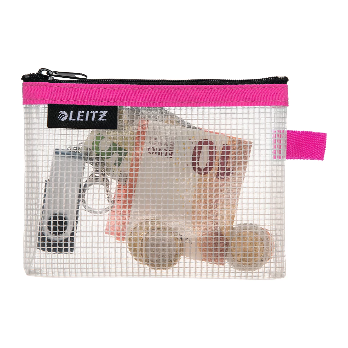 Leitz WOW Traveller sac à fermeture éclair, hydrofuge, matériau transparent, taille S, rose