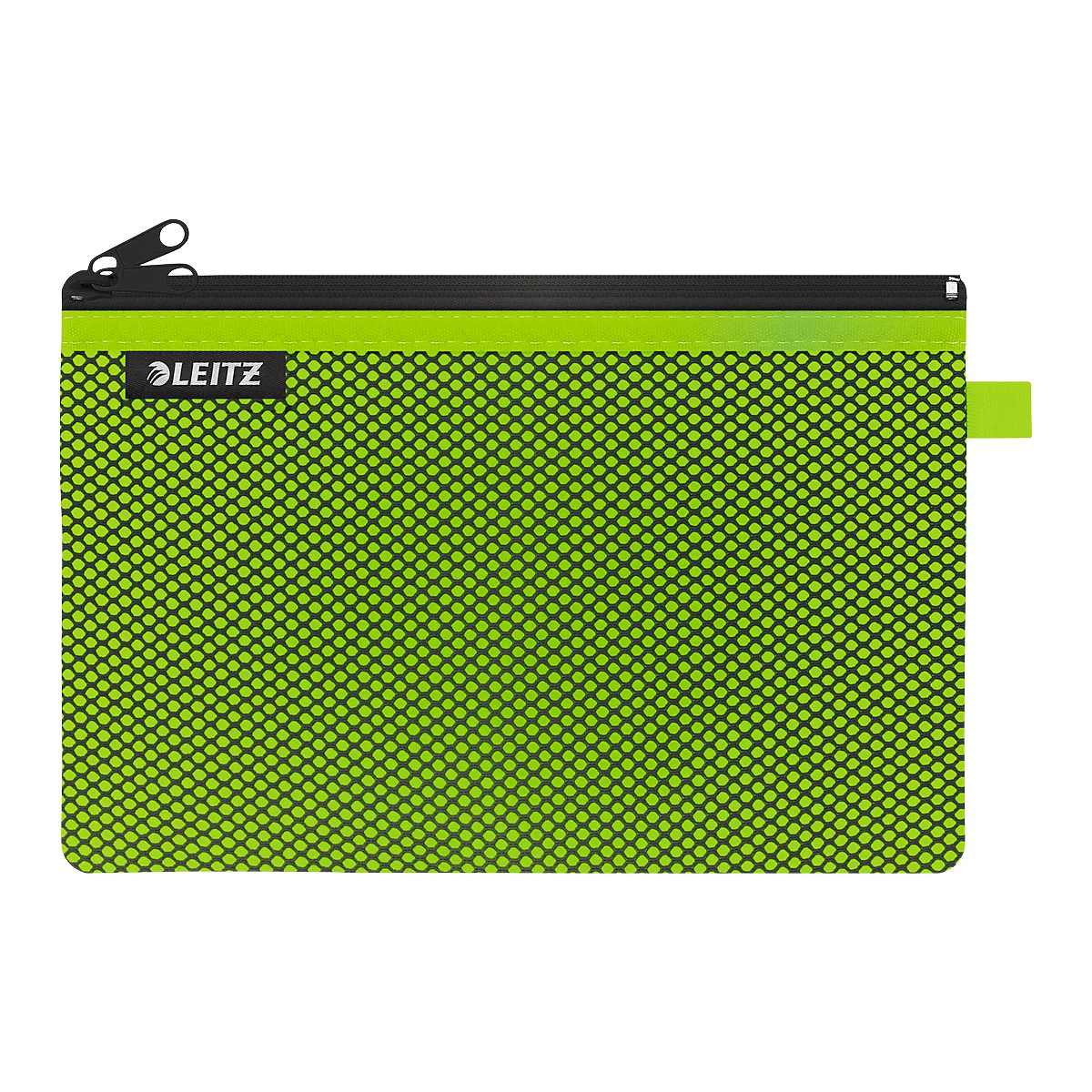 Leitz WOW Traveller Zip-Beutel, durchsichtiges Netzfach & blickdichtes Fach, Größe L, grün