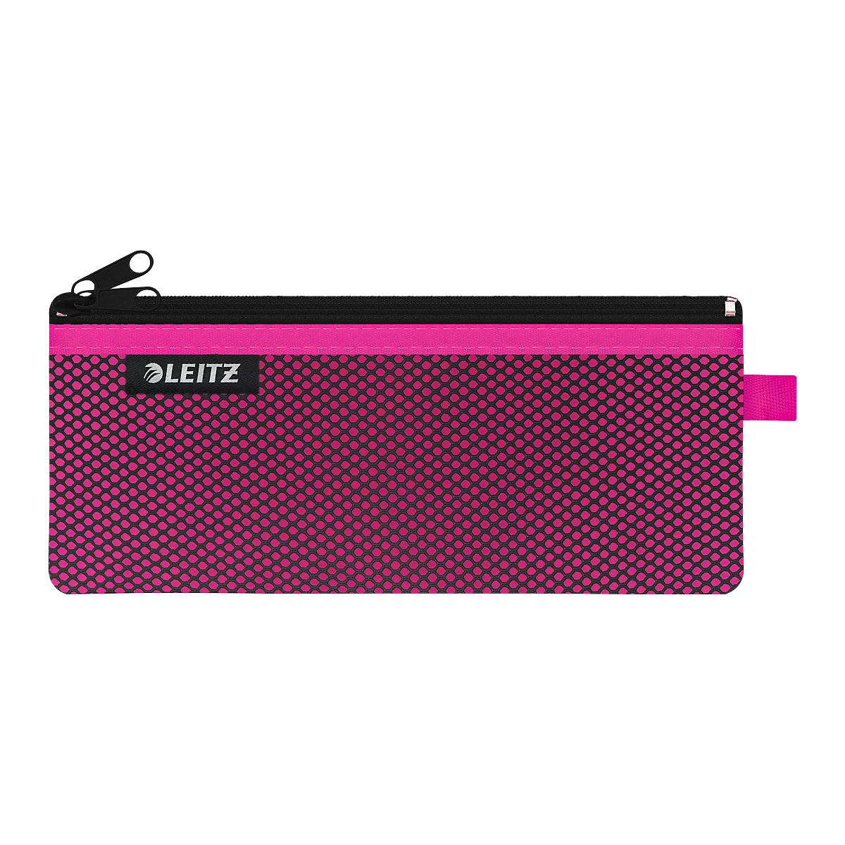 Leitz WOW Traveller Zip-Beutel, durchsichtiges Netzfach & blickdichtes Fach, Größe M, pink