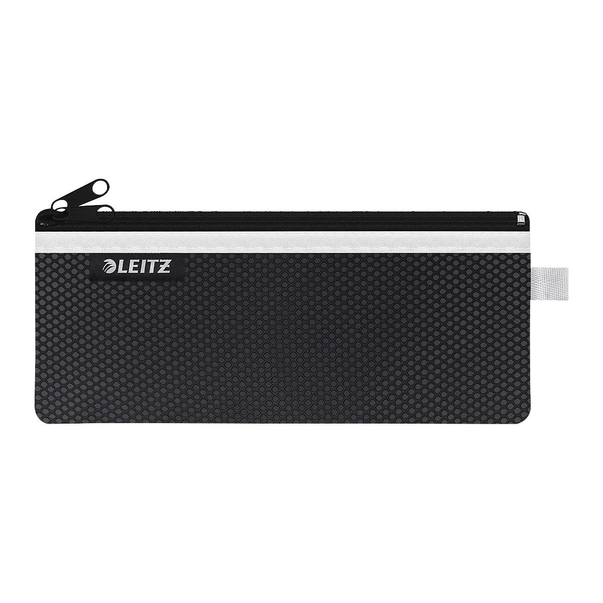 Leitz WOW Traveller Zip-Beutel, durchsichtiges Netzfach & blickdichtes Fach, Größe M, schwarz