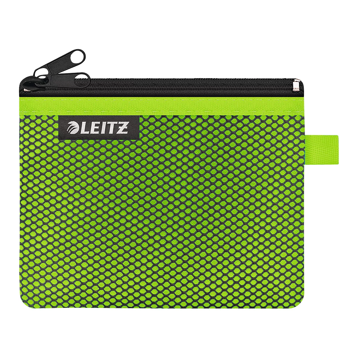 Leitz WOW Traveller Zip-Beutel, durchsichtiges Netzfach & blickdichtes Fach, Größe S, grün