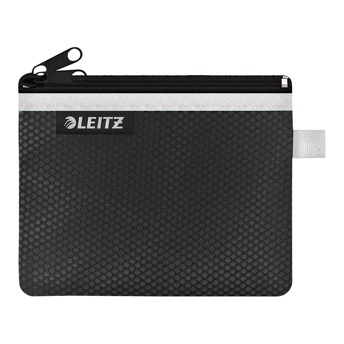 Leitz WOW Traveller Zip-Beutel, durchsichtiges Netzfach & blickdichtes Fach, Größe S, schwarz
