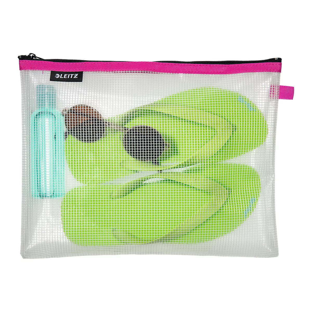 Leitz WOW Traveller Zip-Beutel, wasserabweisend, durchsichtiges Material, Größe L, pink