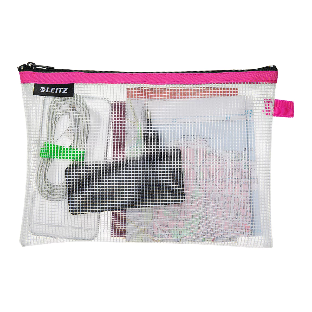 Leitz WOW Traveller Zip-Beutel, wasserabweisend, durchsichtiges Material, Größe M, pink