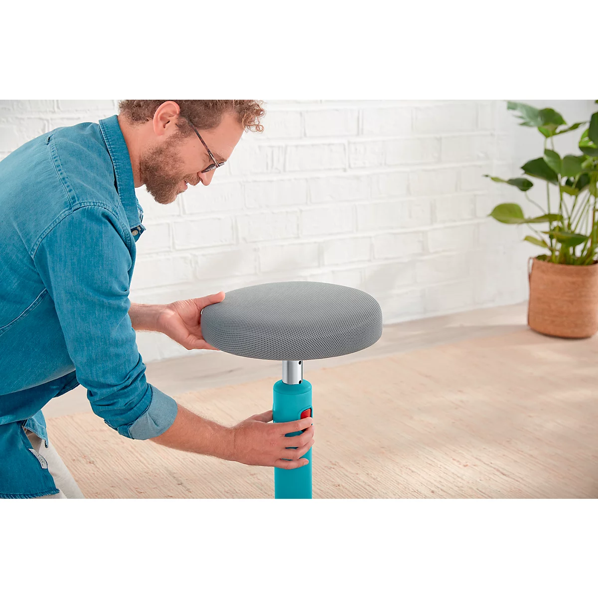 Leitz zit-sta kruk Ergo Cosy Active, B 370 x D 370 x H 460 - 790 mm, tot 110 kg, zacht blauw