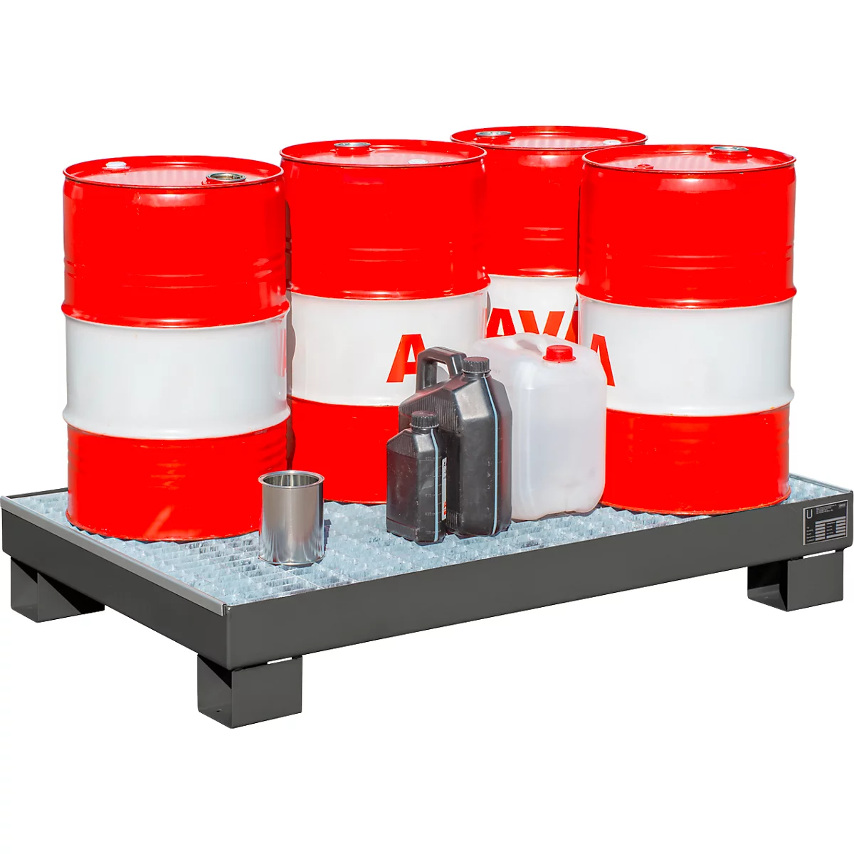 Lekbak AW60/3 M - 74 liter - L 1300 x B 800 X H 205 mm - met rooster - grijs RAL 7005