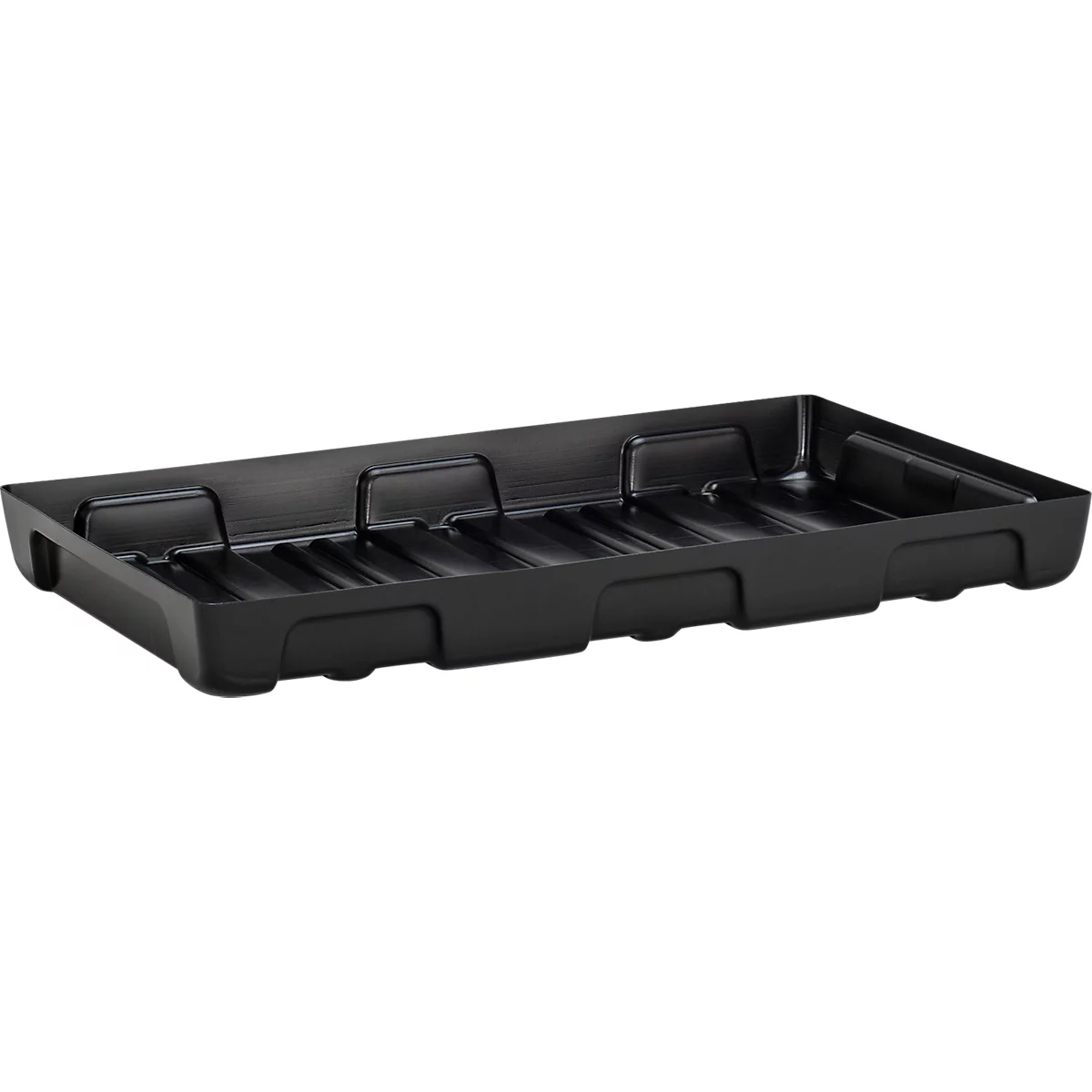 Lekbak voor kleine bakken CEMO 10/6, volume 33 l, voor legbordafmetingen 1000 x 600 mm, zonder rooster, met goedkeuring, stapelbaar, polyetheen, zwart