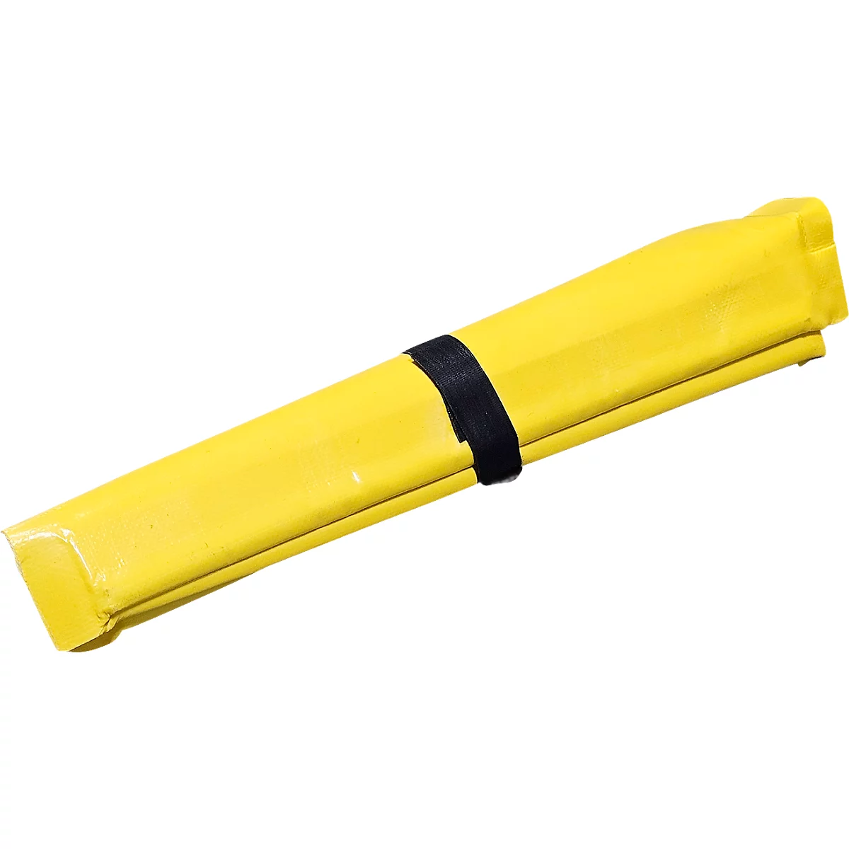 Geel, langwerpig object met zwarte band.