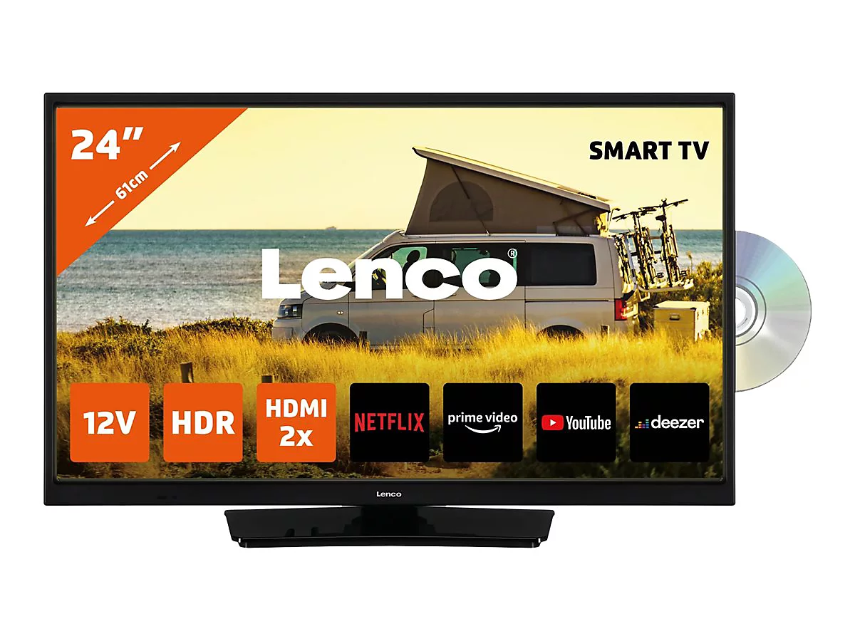 Lenco DVL-2483BK - 61 cm (24') Diagonalklasse LCD-TV mit LED-Hintergrundbeleuchtung - Smart TV - Linux - 720p 1366 x 768 - HDR