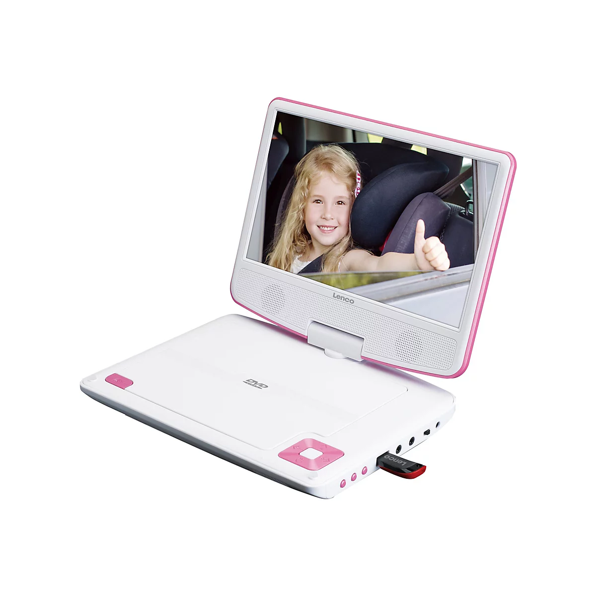 Lenco DVP-910 - DVD-Player - tragbar -Anzeige: 22.9 cm (9') - pink, weiß