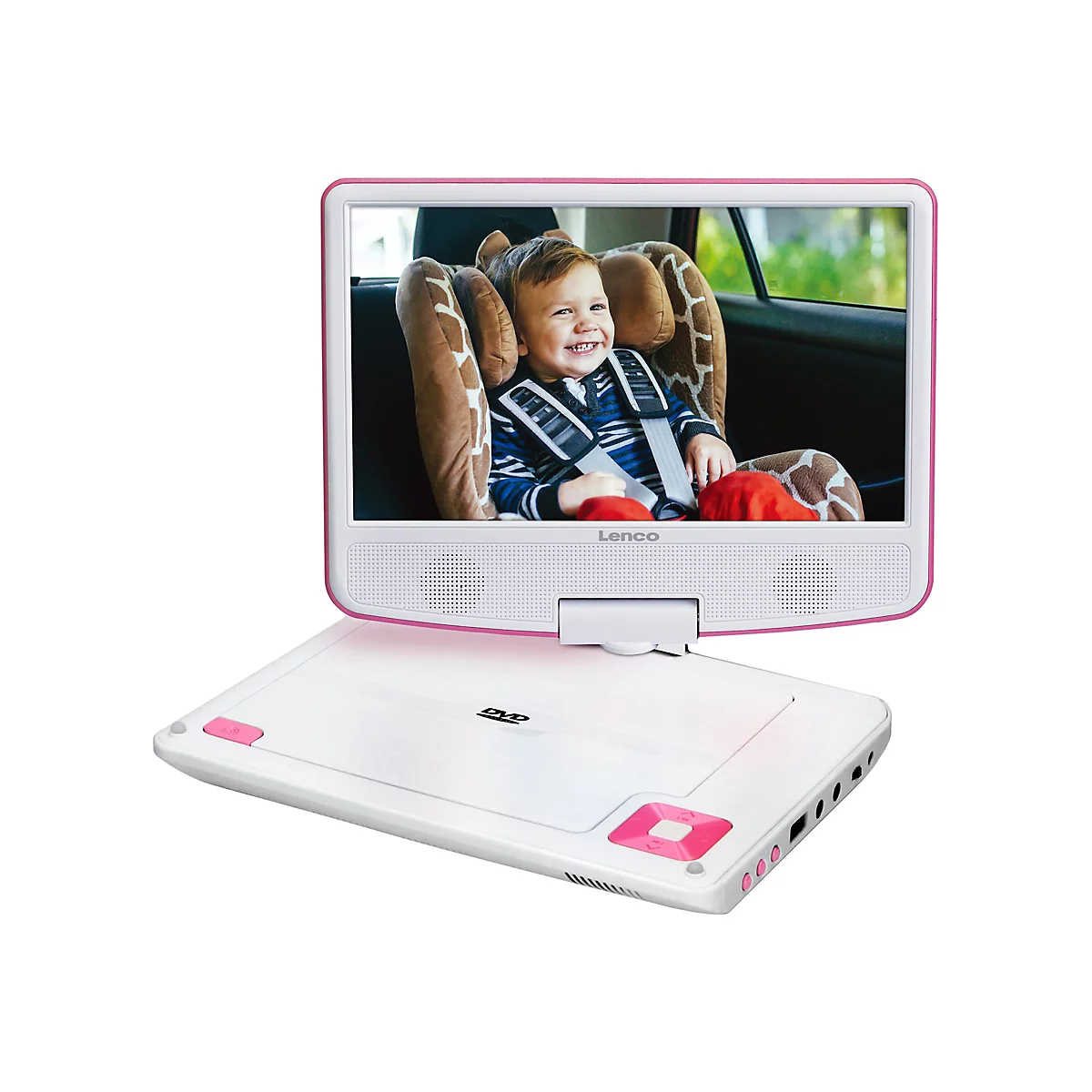 Lenco DVP-910 - DVD-Player - tragbar -Anzeige: 22.9 cm (9') - pink, weiß