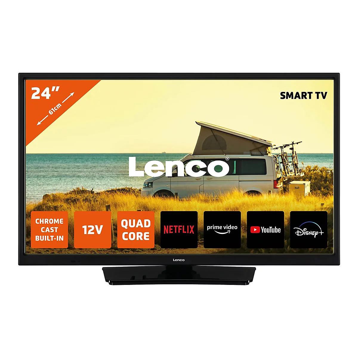 Lenco LED-2463BK - 61 cm (24') Diagonalklasse LCD-TV mit LED-Hintergrundbeleuchtung - Smart TV - Android TV - 720p 1366 x 768 - HDR