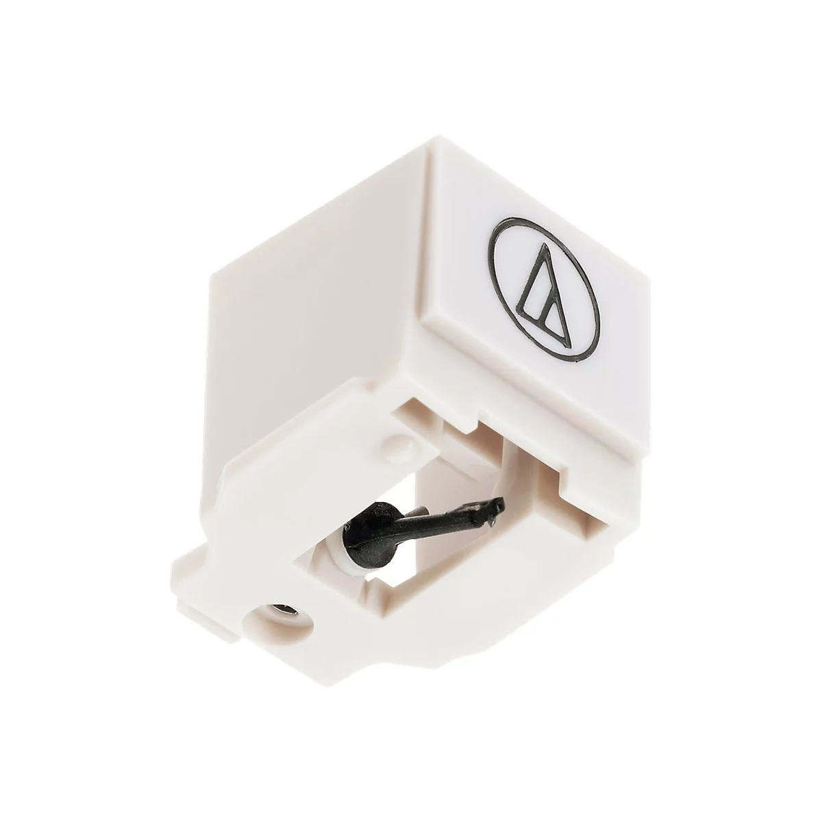 Weißer Tonabnehmer für Plattenspieler, schwarz Nadel, AT-Logo.